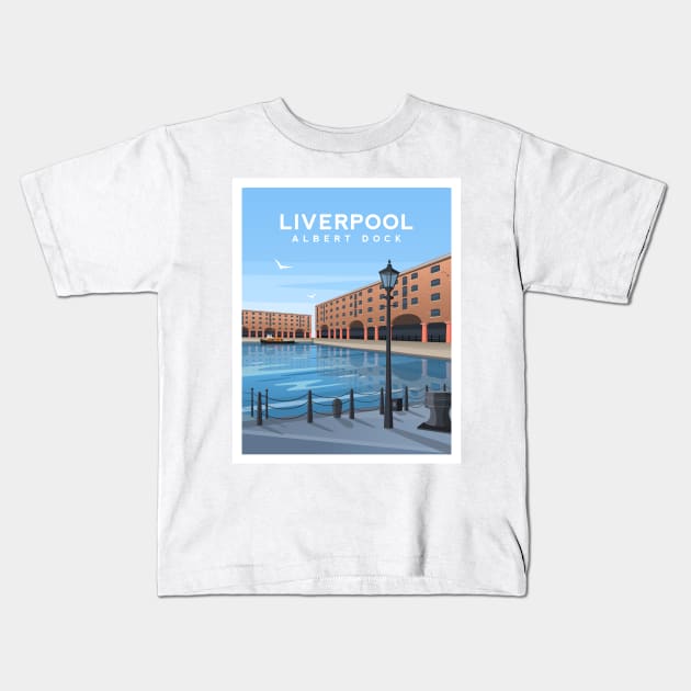 Royal Albert Dock, Liverpool, England Kids T-Shirt by typelab